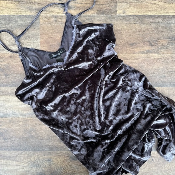Rene Rofe Charcoal Velvet Sleepwear Dress Chemises Size Medium - Picture 1 of 7